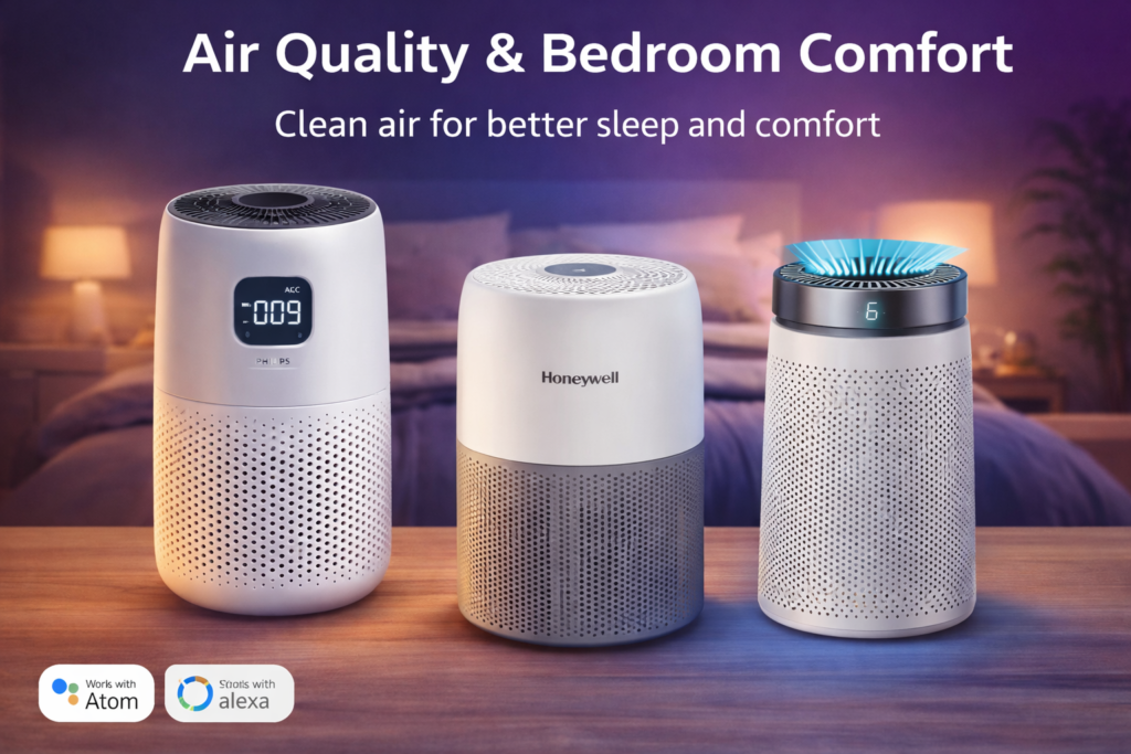 Smart Bedroom Gadgets That Actually Improve Sleep, Mood & Comfort (Indian Homes – 2026) air quality & bedroom comfort