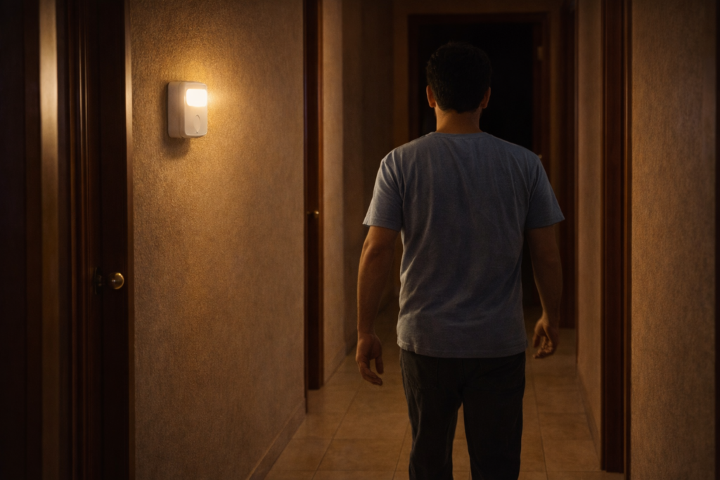 motion sensor night light in hallway