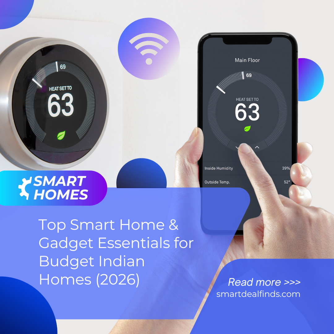 Top Smart Home & Gadget Essentials for Budget Indian Homes (2026) Affordable smart home gadgets for Indian homes including smart thermostat, energy-saving devices, and home automation essentials