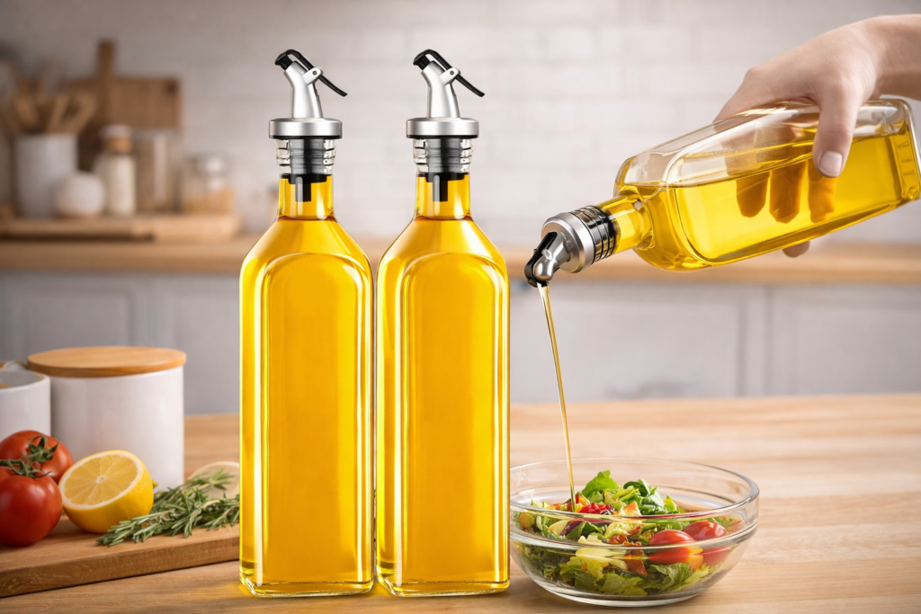 crystalware glass oil dispenser (1000ml, pack of 2)