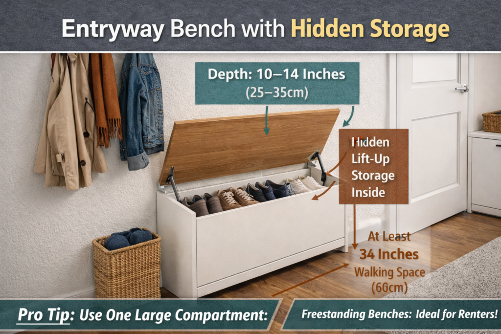 entryway bench with hidden storage
