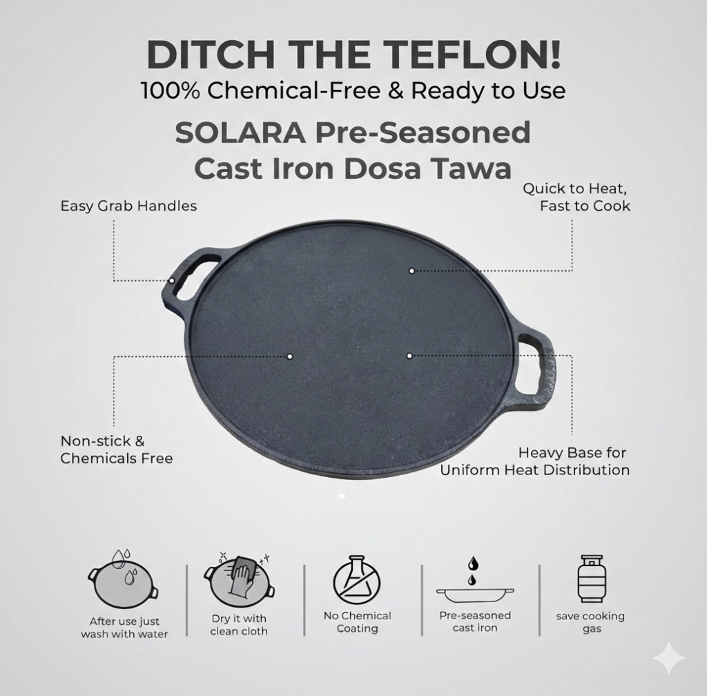 solara cast iron tawa (12 inch)