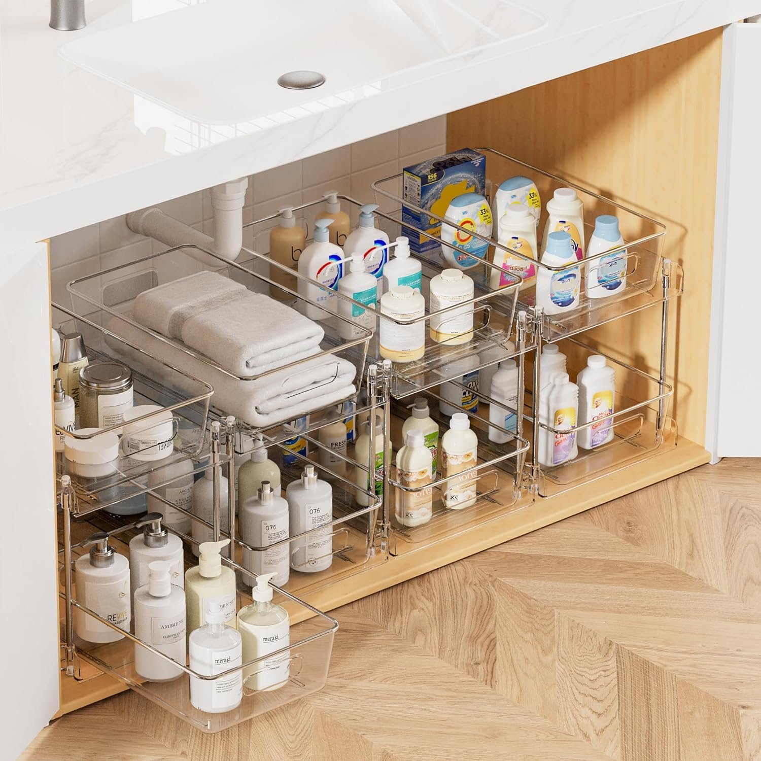 Kitstorack 2-Tier Adjustable Under Sink Organizer