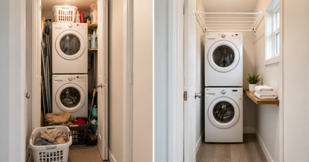 laundry room designs for small spaces with wall storage